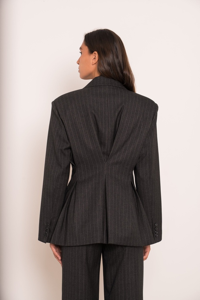 Blazer croisé à rayures tennis - Gris anthracite (vue 9)