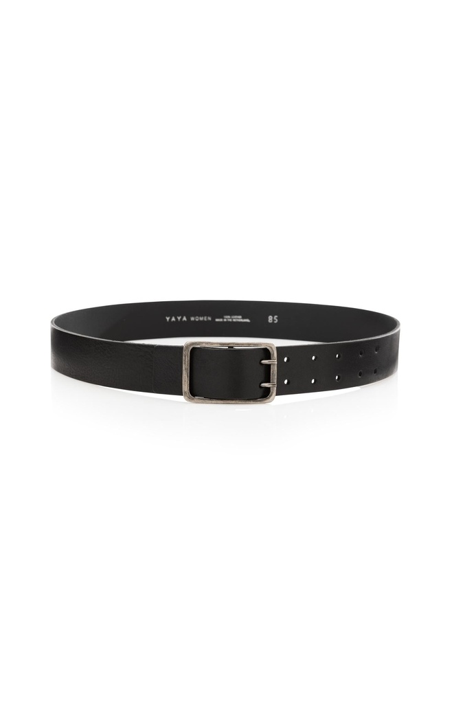 Ceinture en cuir avec boucle - YAYA - Black — vue 3
