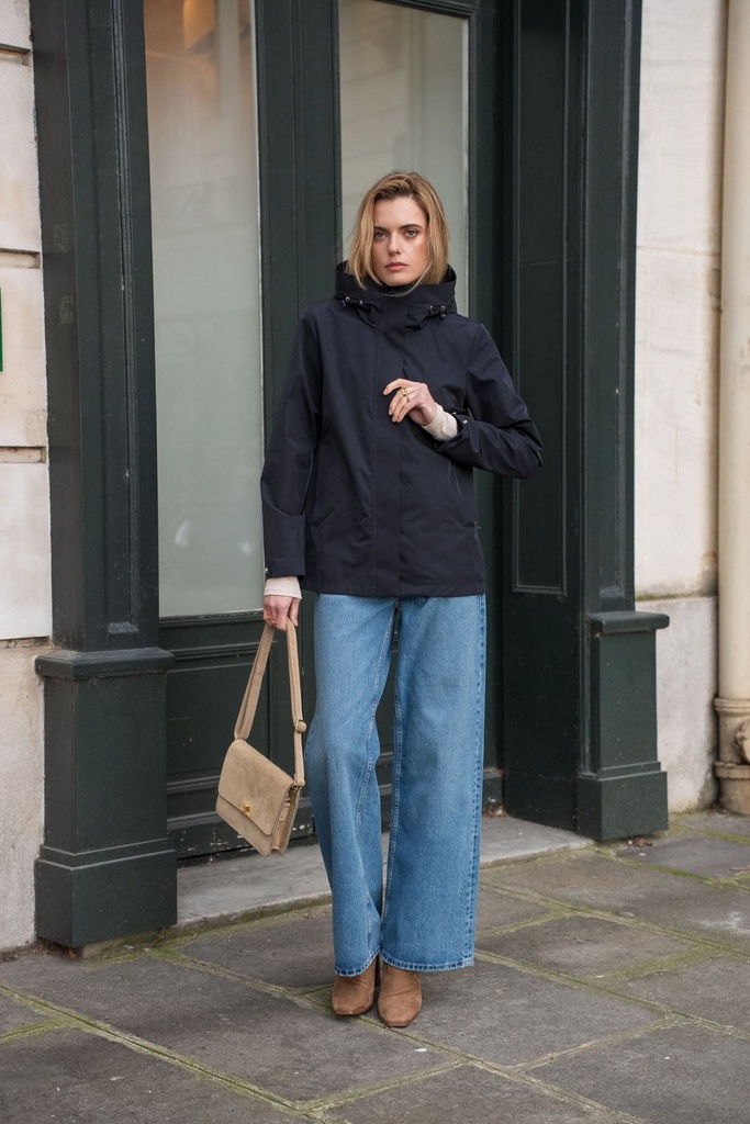 Veste imperméable à col montant - Marine (4)
