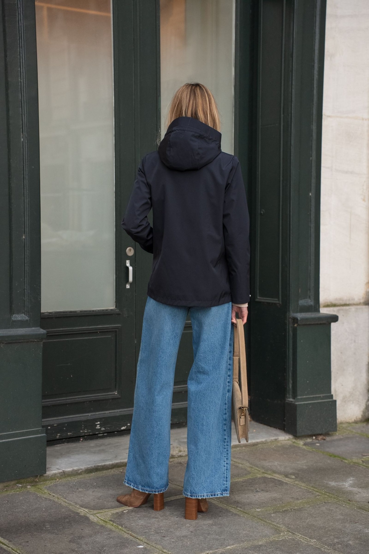 Veste imperméable à col montant - Marine (5)