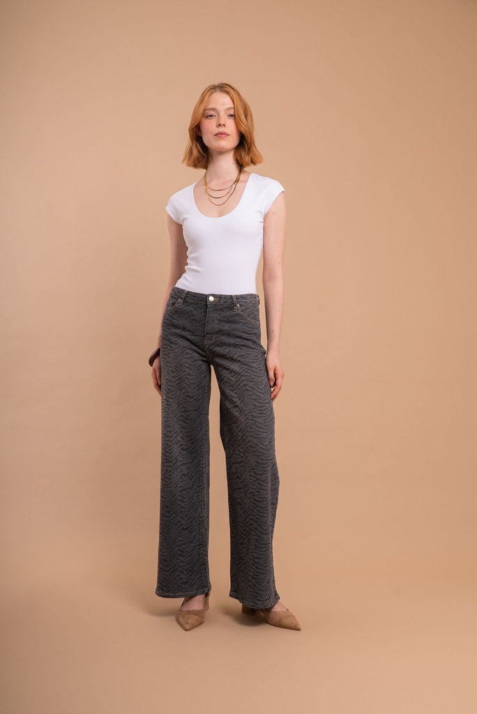 Wide leg en coton - Gris