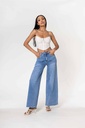 Jeans wide leg uni taille haute - Nathalie - Bleu clair — vue 2