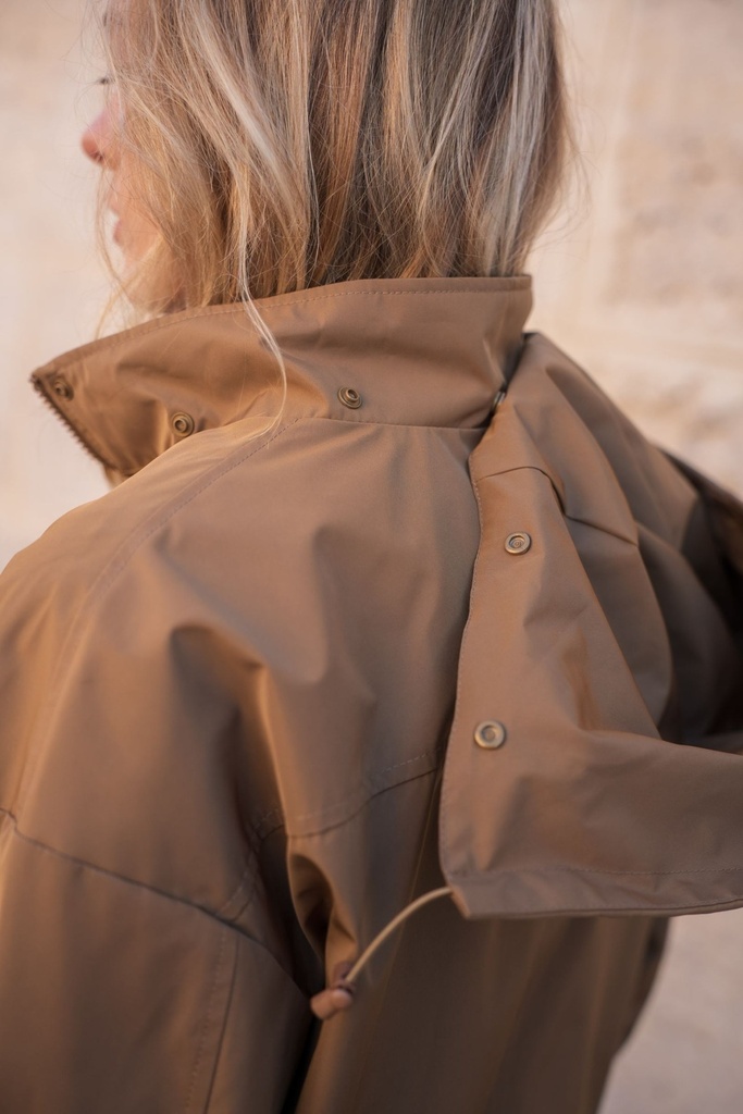 Parka courte à capuche et poches à rabat - Camel (6)