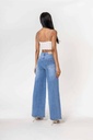 Jeans wide leg uni taille haute - Nathalie - Bleu clair — vue 4