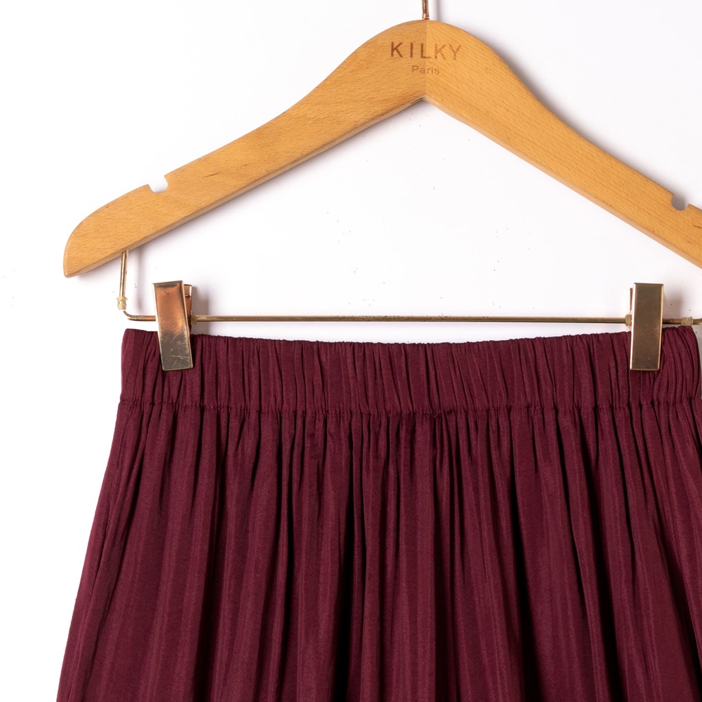 Pantalon large fluide aille élastiquée - Prune (2)