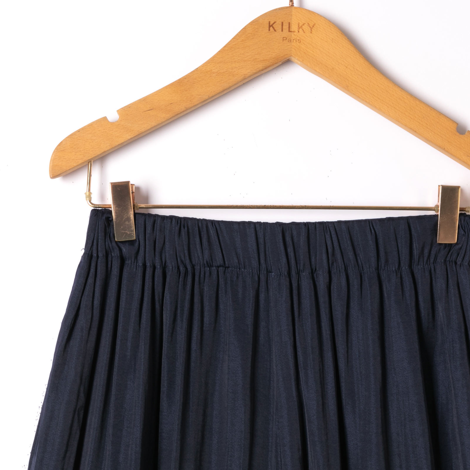 Pantalon large fluide taille élastiquée - Marine (3)