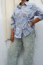 Chemise rayée à nouer - Bleu — vue 3