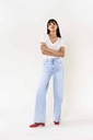 Jeans wide leg uni taille haute - Nathalie - Bleu très clair — vue 2