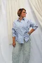 Chemise rayée à nouer - Bleu — vue 7