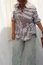 Chemise rayée à nouer - Taupe — vue 6