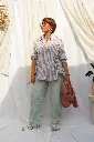 Chemise rayée à nouer - Taupe — vue 7
