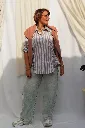 Chemise rayée à nouer - Taupe — vue 8