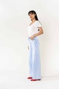 Jeans wide leg uni taille haute - Nathalie - Bleu très clair — vue 3