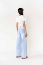 Jeans wide leg uni taille haute - Nathalie - Bleu très clair — vue 4