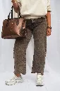 Jean barrel cropped à ourlet effrangé - Brun délavé — vue 5