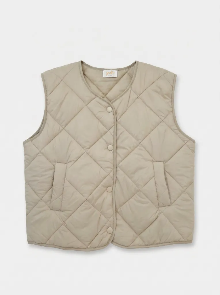 Gilet matelassé sans manches - Écru