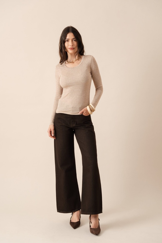 Jeans wide leg - Logan - Brut chocolat