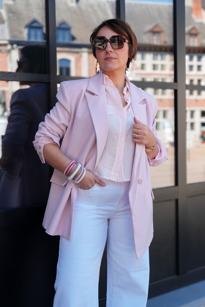 Jeans wide leg uni taille haute - Nathalie - Blanc — vue 4