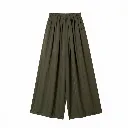 Pantalon large fluide taille élastiquée - Kaki — vue 2