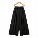 Pantalon large fluide taille élastiquée - Noir — vue 2