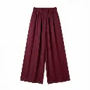 Pantalon large fluide taille élastiquée - Prune — vue 2
