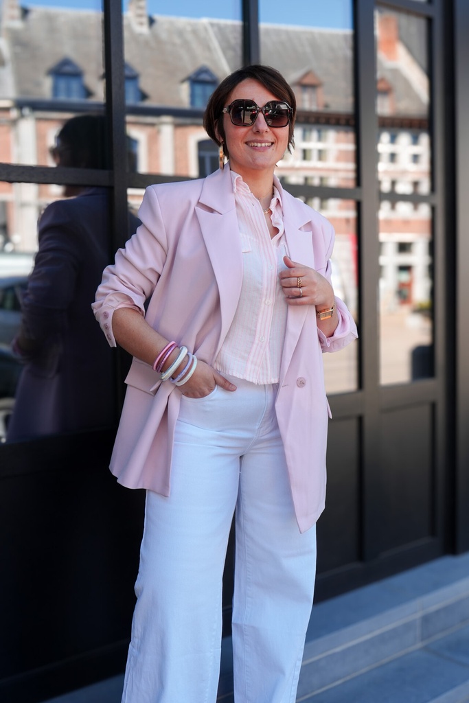 Jeans wide leg uni taille haute - Nathalie - Blanc — vue 6