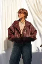 Blouson zippé en simili cuir - Bordeaux — vue 5