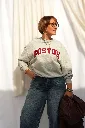 Sweat molletonné lettrage Boston - Gris chiné — vue 2