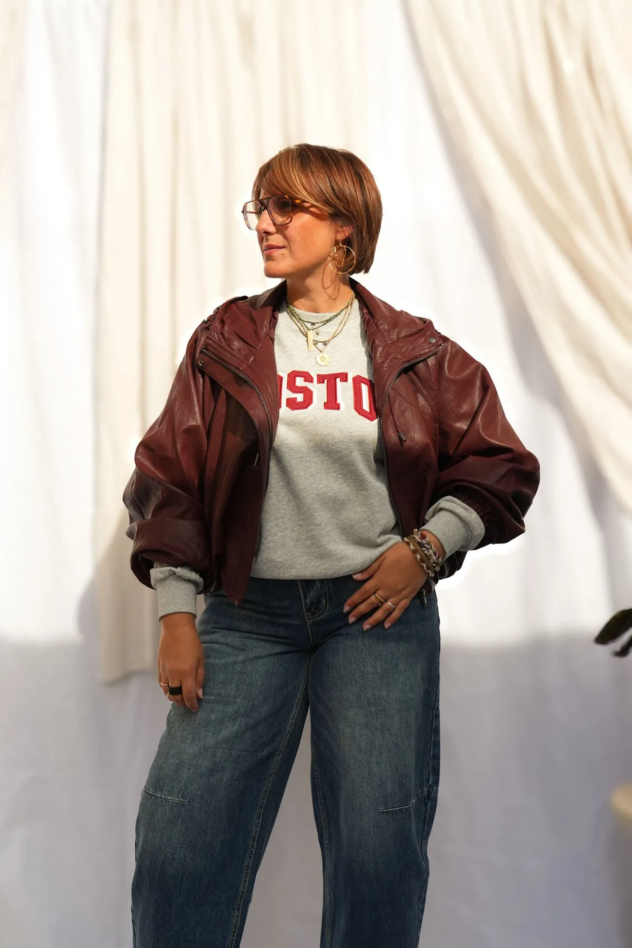 Sweat molletonné lettrage Boston - Gris chiné — vue 5