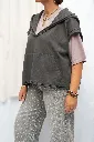 Sweat à capuche sans manches délavé - Gris fumé — vue 2