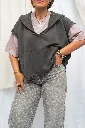 Sweat à capuche sans manches délavé - Gris fumé — vue 4