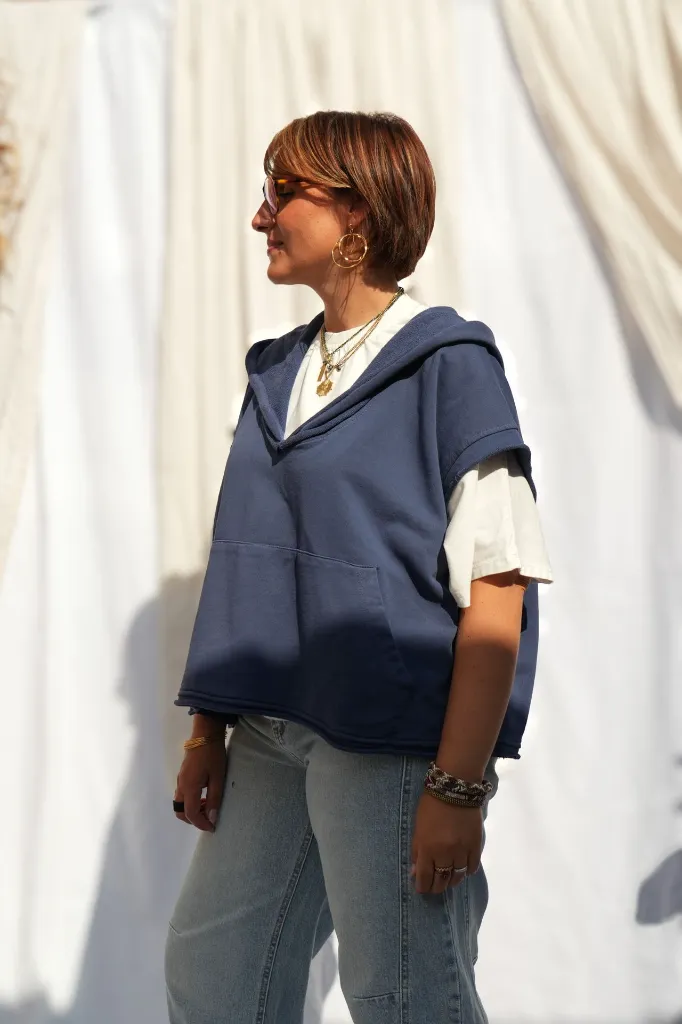 Sweat à capuche sans manches délavé - Copiativo — vue 2