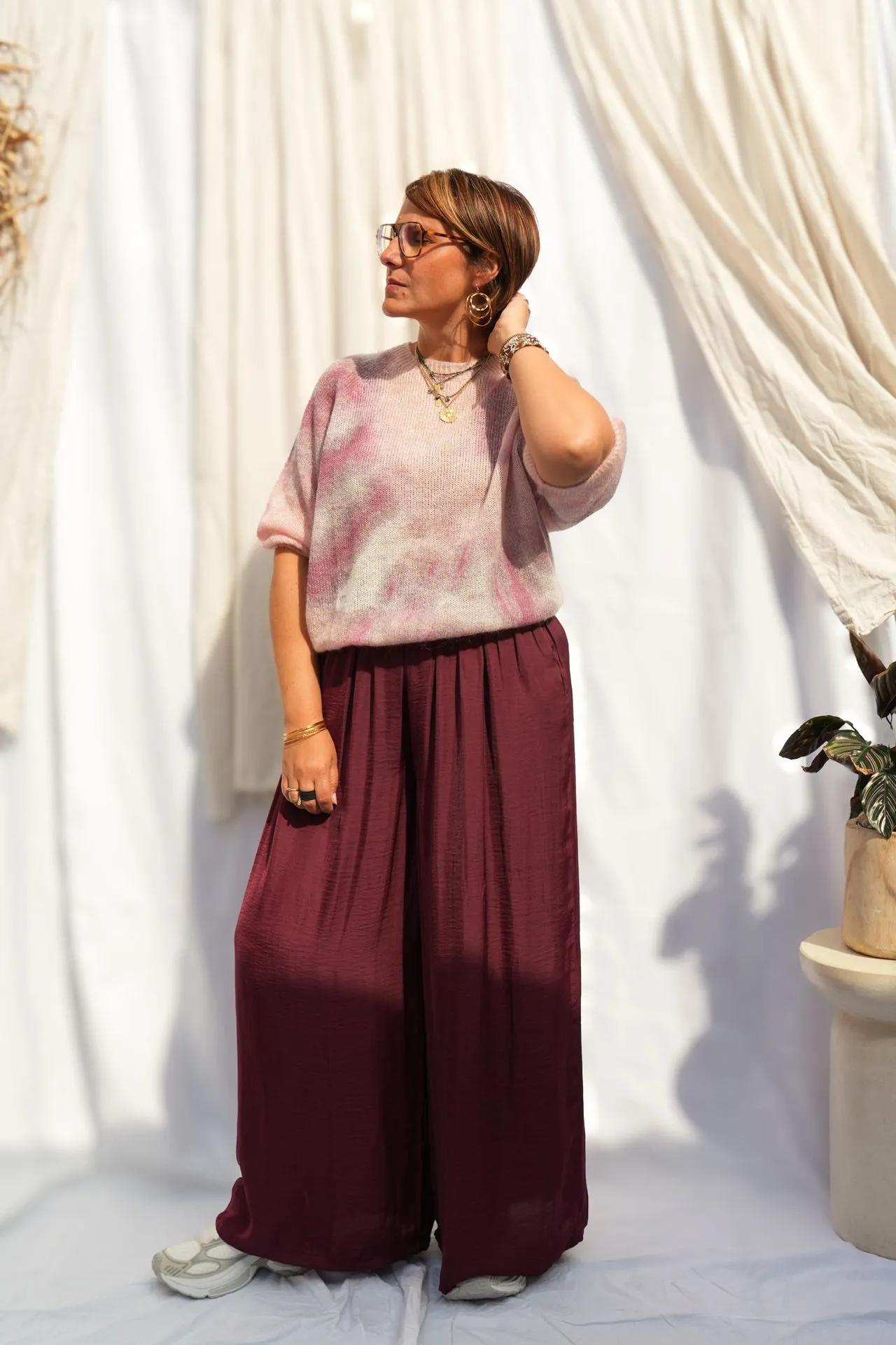 Pull mohair tie and dye - Bordeaux & rose — vue 4