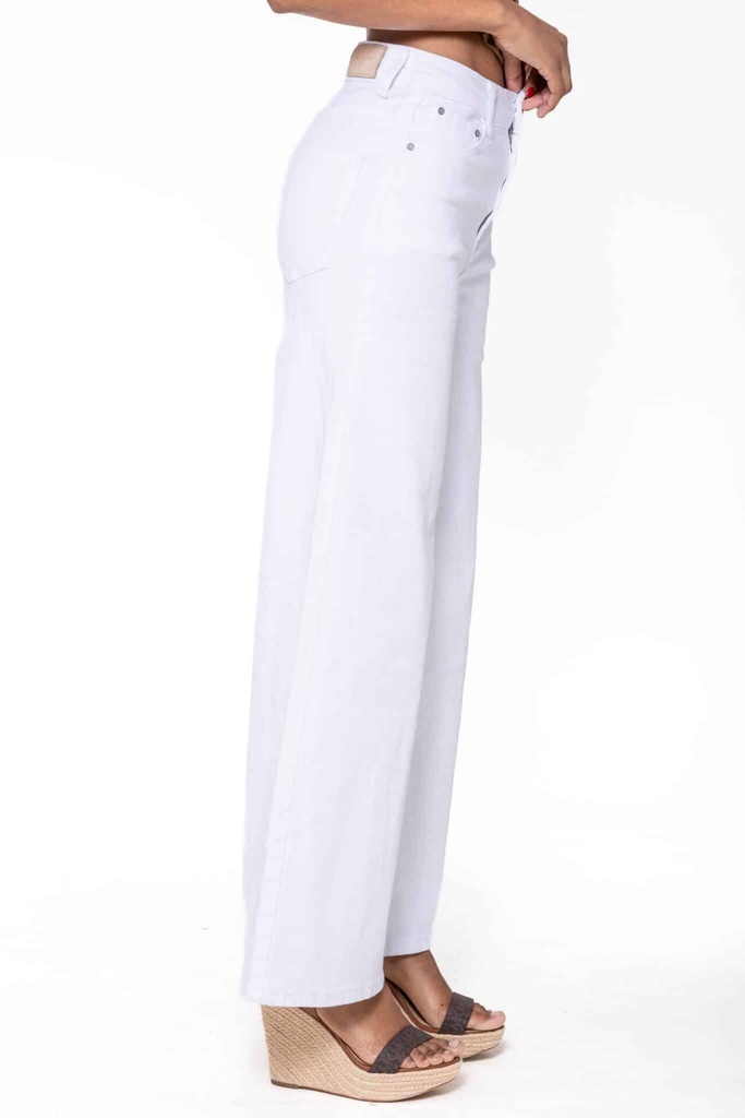 Jeans wide leg uni taille haute - Nathalie - Blanc — vue 14