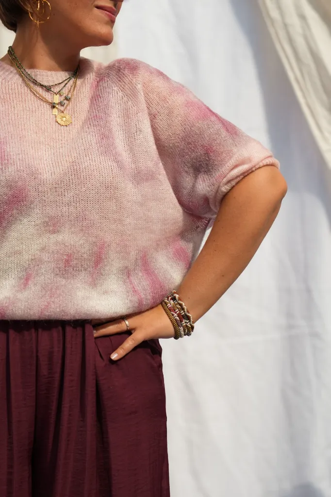 Pull mohair tie and dye - Bordeaux & rose — vue 5