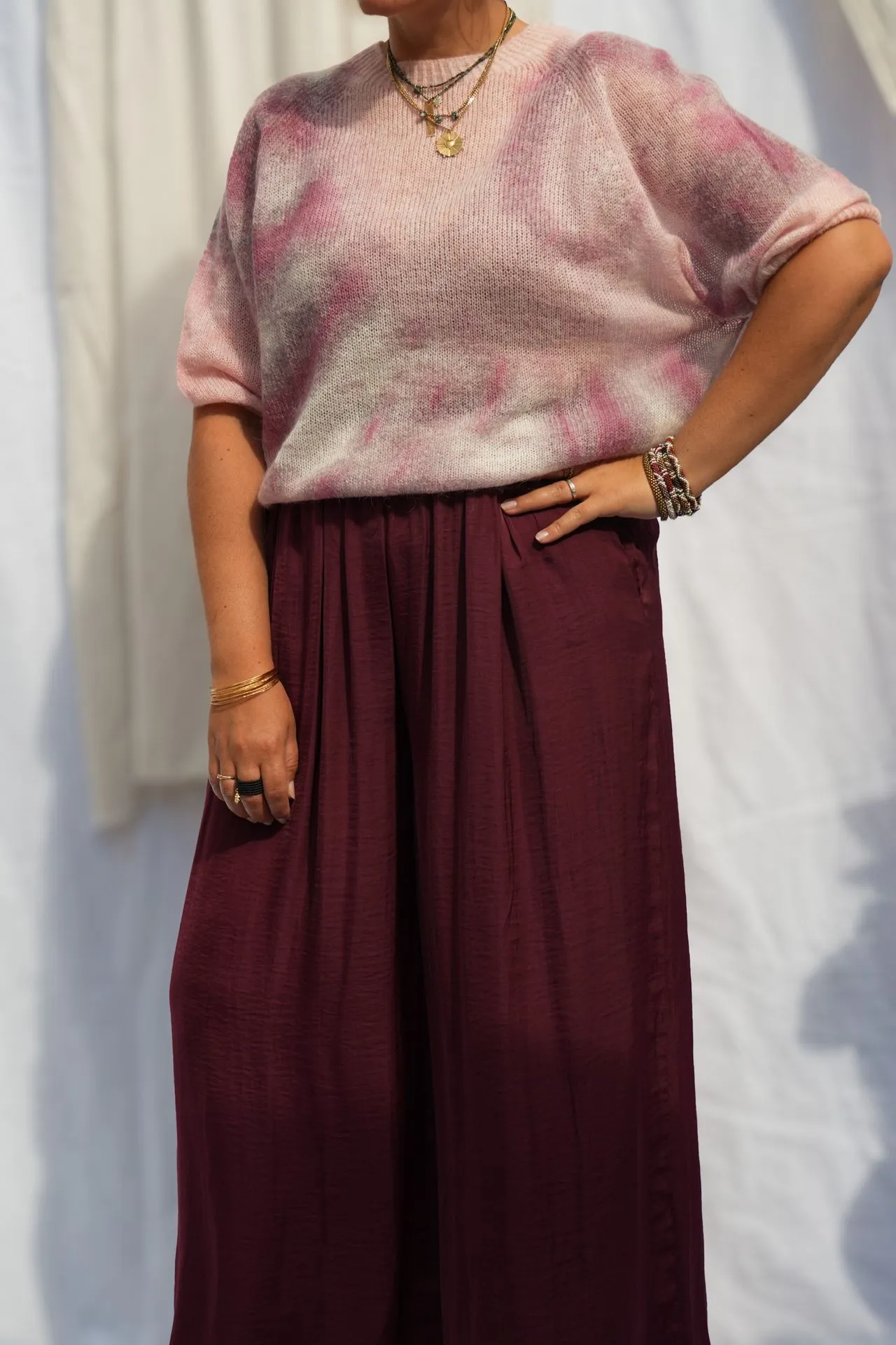 Pull mohair tie and dye - Bordeaux & rose — vue 6