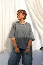 T-shirt raglan délavé - Indigo — vue 2
