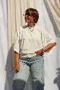 T-shirt court manches drapées - Blanc — vue 6