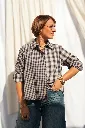 Chemise carreaux dépareillés - Marine — vue 6