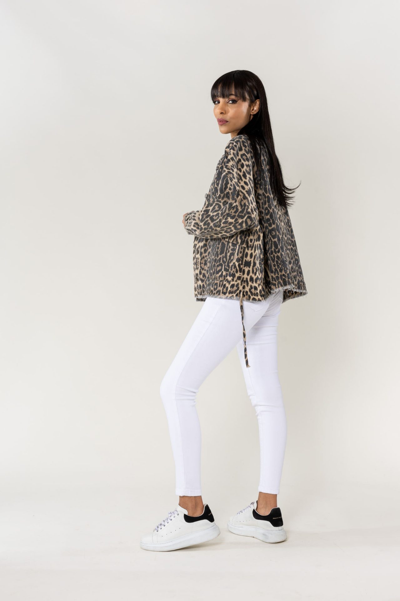 Veste en jeans oversized - Zoé - Léopard camel (3)