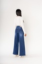 Jeans wide leg uni taille haute - Nathalie - Bleu foncé (4)