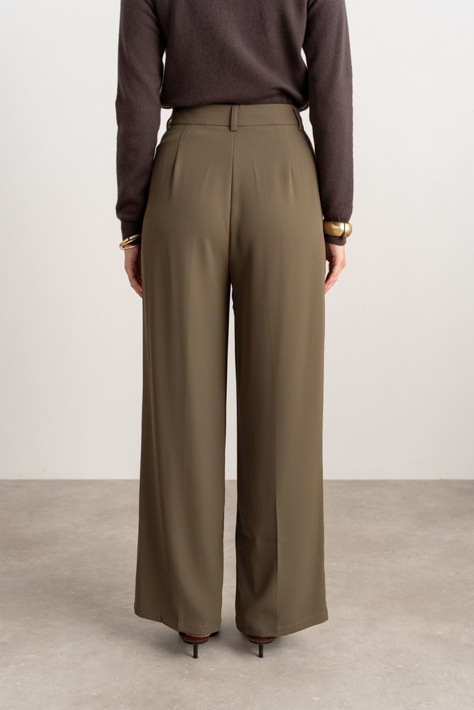 Pantalon de tailleur fluide avec plis plats - Pina - Kaki (5)