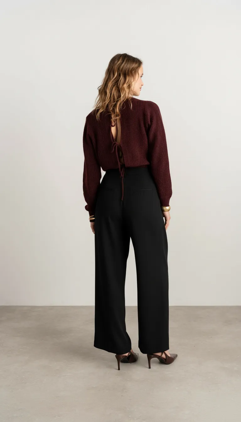Pantalon de tailleur fluide avec plis plats - Pina - Noir — vue 2