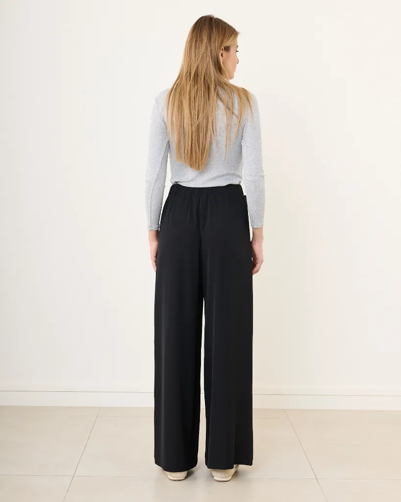 Pantalon de tailleur à nouer avec élastique au dos - Tara - noir — vue 4