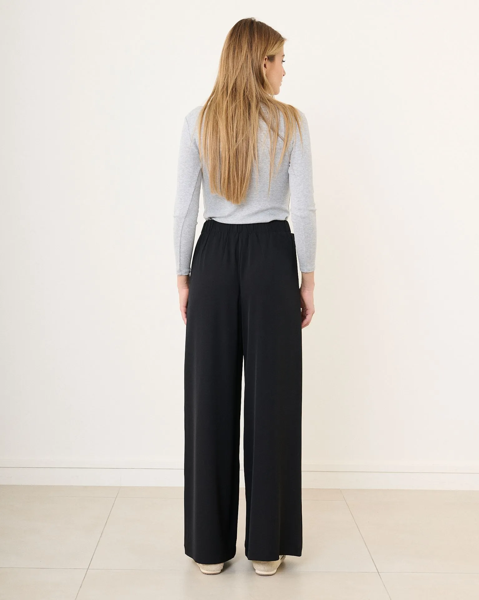 Pantalon de tailleur à nouer avec élastique au dos - Tara - noir — vue 4