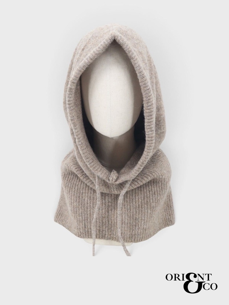 Cagoule en maille à cordons - Taupe