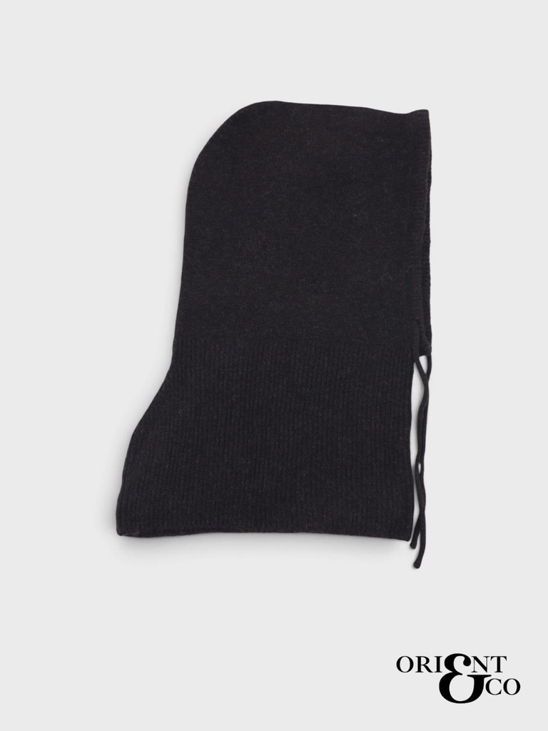 Cagoule en maille à cordons - Chocolat (3)