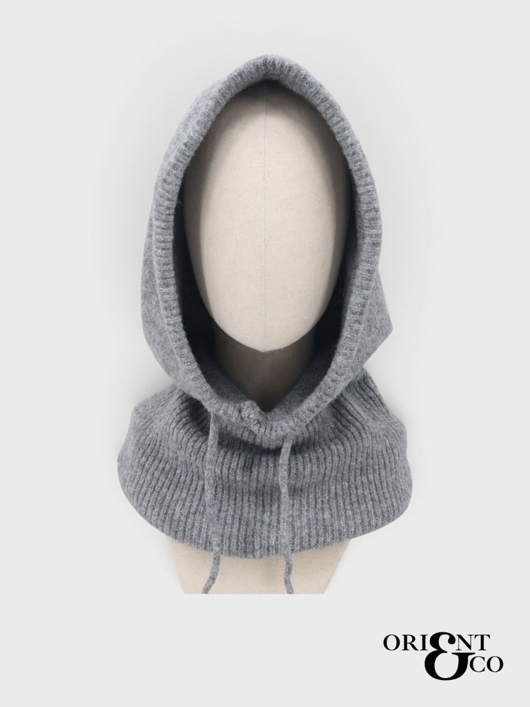 Cagoule en maille à cordons - Gris