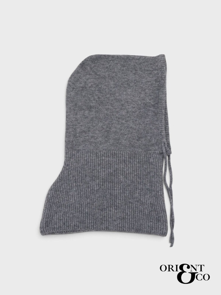Cagoule en maille à cordons - Gris (3)