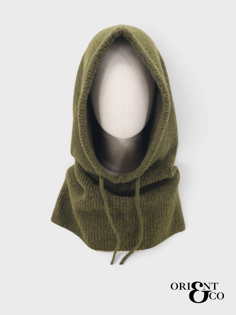 Cagoule en maille à cordons - Kaki